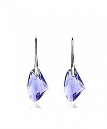 KATGI Fashion White Gold Plated Beautiful Austrian Purple Crystal Block Earrings - CG11MLBU8A9