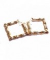 Bamboo Hoop Earrings Gold Square in Women's Hoop Earrings