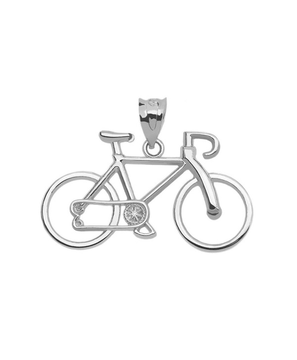 Bicycle Sports Charm Bike Pendant in 925 Sterling Silver - CS12N3437BF