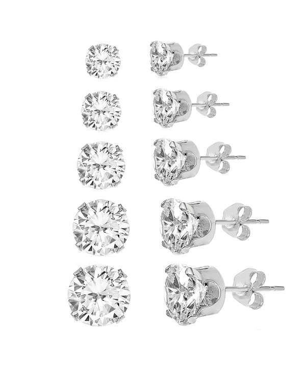 Lesa Michele Cubic Zirconia 5 pair Stud Set in Sterling Silver - C2187AO39L3