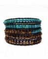 Wrap Bracelet Leather 5 Rows Adjustable to Fit Most Wrist Sizes - CR11IVSUVWR