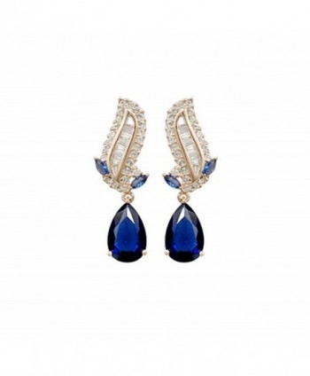 Gold Plated Teardrop Shaped Sapphire Blue Swarovski Elements Crystal Stud Earrings Fashion Jewelry for Women - CS121OF914H
