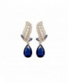 Gold Plated Teardrop Shaped Sapphire Blue Swarovski Elements Crystal Stud Earrings Fashion Jewelry for Women - CS121OF914H
