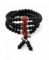 Mala Beads- Beaded Bracelet Made of Black Obsidian & Red Agate Healing Chakra Stones in Yoga - C012N344MF2