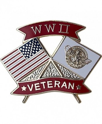 American and WWII Veteran Crossed Flags 1 1/8" Lapel Pin - CS11BRL79T3