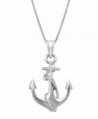 Sterling Silver Ship Anchor and Rope Necklace Pendant with 18" Box Chain - CE119CNE3PL
