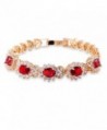 GULICX Flower Red Cubic Zirconia Crystal Gold Plated Red Bridal Bracelet for Women - CR12EQ6WW83