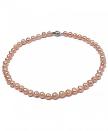JYX 7-8mm Oval Natural Pink Freshwater Pearl Necklace Stand 17" - CI187HMIAWY