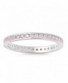 CHOOSE YOUR COLOR Sterling Silver Thin Eternity Ring - Pink Simulated Topaz - CL187Z257HR
