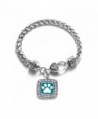 Pretty Paw Cat or Dog Print Classic Silver Plated Square Crystal Charm Bracelet - CA11KY4UHUR
