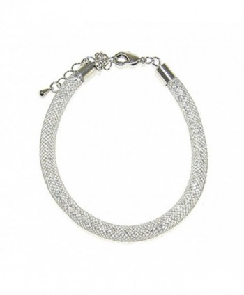 Shagwear Women's Italian Style Thick Crystal Mesh Rhodium Infinity Knot Bracelet - CA11S64201V