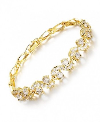 Iblue Jewelry Yellow Gold Plated Cubic Zirconia Stone Tennis Bracelet Swarovski Elements Diamond Cut - C1125B1P5BD