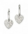 Best Birthday Gift Sterling Silver Polished & Hammered Heart Dangle Hoop Earrings - CS11MA3TZTN
