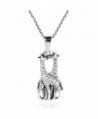 Giraffe Couple in Love .925 Sterling Silver Necklace - CD12NA9CHUL