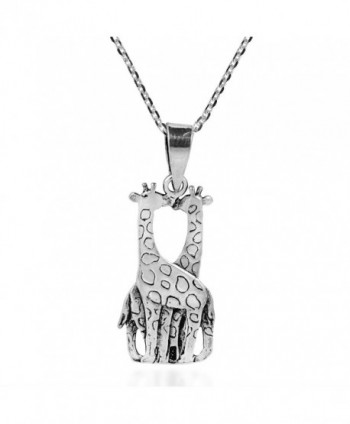 Giraffe Couple Sterling Silver Necklace in Women's Pendants
