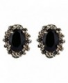 BriLove Women's Victorian Style Crystal Floral Scroll Cameo Inspired Oval Stud Earrings - Black Antique-Gold-Tone - CL18033CDL7