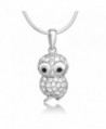 925 Sterling Silver Cubic Zirconia CZ Owl Bird Pendant Necklace- 18 inches - Nickel Free - C7126H3CRLF