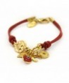 Golden Feng Shui Charms on Red Leather Bracelet for Prosperity - 7" for Women - CS124C9XAJX