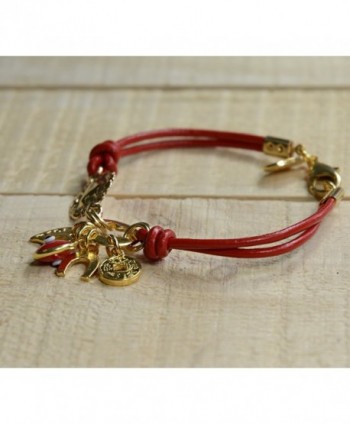 Golden Charms Leather Bracelet Prosperity in Women's Charms & Charm Bracelets