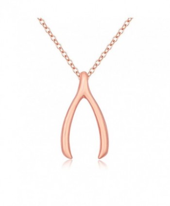 SENFAI Wishbone Charm Pendant Necklace 18" Rose Gold Plated - C918569KRAY