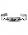 Inspirational "LIVE LAUGH LOVE" Hearts Silver Tone Positive Message Cuff Mantra Bracelet Jewelry Gift - CD12MEHMCS1