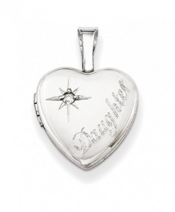 Sterling Silver Rhodium-plated & Diamond Daughter 12mm Heart Locket - CI11BD6WM2V