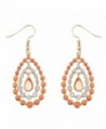 Lux Accessories GoldTone Orange White Opal Stone Tier Teardrop Dangle Earrings - CI12O1WE2Q5