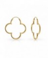 Bling Jewelry Open Modern Four Leaf Clover Gold Plated Silver Hoop Earrings - CC11OHQKZ91