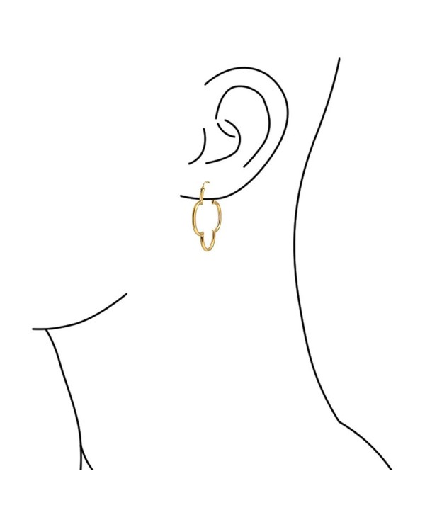 Open Modern Four Leaf Clover Gold Plated Silver Hoop Earrings - CC11OHQKZ91