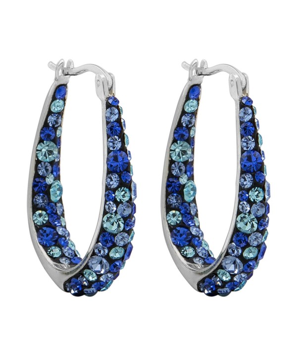 Crystalogy Women's Jewelry Silver Plated Crystal Hoop Fashion Earrings (See More Colors) - Inside Out Blue - CX182YG4UDO