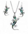 Sterling Silver "LEOPARD GECKO" Abalone Optional-Necklace Earrings Set/Necklace or Earrings - CX12O6Z21XP