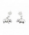 Sterling Silver Oxidized Hippopotamus Hippo Dangle Earrings - CT11DGM0QNR