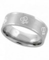 Stainless Steel Gay Symbols Ring 8mm Wedding Band - sizes 9 - 13 - CZ1126ARMO5