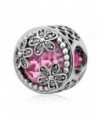 Dazzling Daisy Meadow Charms 925 Sterling Silver Heart Crystal Charms for 3mm Snake Chain Bracelets - Pink - CP185HZZA84