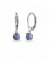 LOVVE Sterling Silver Simulated Tanzanite 6mm Round Dangle Dainty Leverback Earrings- 3 Metal Options - CA184CL3DHH