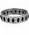 1928 Jewelry Silver-Tone Black Marquise-Shaped Stone Stretch Bracelet - CU128C7EQZT