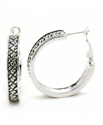 Sparkly Bride Antique Braided Women Fashion Omega Back Hoop Earrings 1.25 Inches - C917YXL29LE