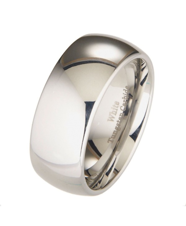 MJ 10mm White Tungsten Carbide Polished Classic Wedding Ring - CO11H9RW4B7