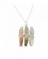 Three Sisters or Best Friends Pendant Necklace in Mixed Metals on Adjustable Silver Plated Chain- 7247 - CB121S0EPNF
