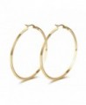 Stainless Steel Gold Plated Plain Big Hoop Earring for Women-Diameter 2.2" - CC1237MXJ2P