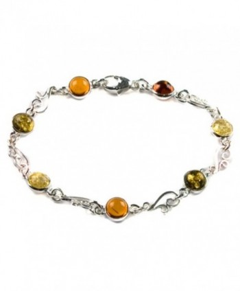 Multicolor Amber Sterling Silver Tiny Bracelet 7" - CW1137LMCAB