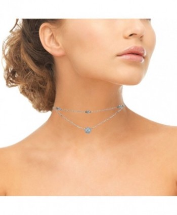 Sterling Silver Zirconia Layered Necklace