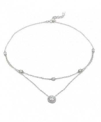 Sterling Silver Zirconia Layered Necklace in Women's Choker Necklaces