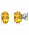 1.20 Ct Oval Shape Yellow Citrine Sterling Silver Stud Earrings - C11178058EZ