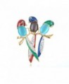 Alilang Swarovski Crystal Elements Perched Trio of Colorful Parakeets Bird Pin Brooch - C1119LR4I9T