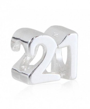 Milestones Number 21 Charm Sterling Silver 21st Birthday Bead for Snake Chain Bracelet - C412LJ7963B