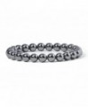 Cherry Tree Collection Gemstone Beaded Stretch Bracelet 8mm Round Beads 7" - Hematite - C212O2NI3B9