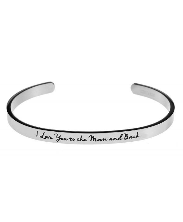 I Love You to the Moon and Back Inspirational Messaged Cuff Bracelet Bangle - C212IRVIMV9