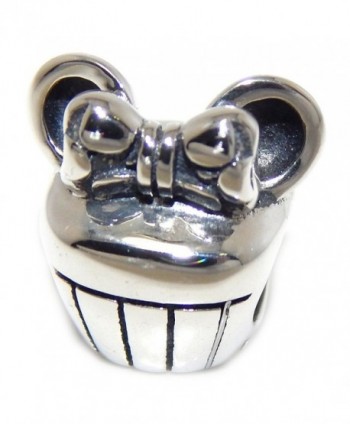 Pro Jewelry 925 Solid Sterling Silver Cupcake with Minnie Ears and Bow Charm Bead - C417WUUW6CN