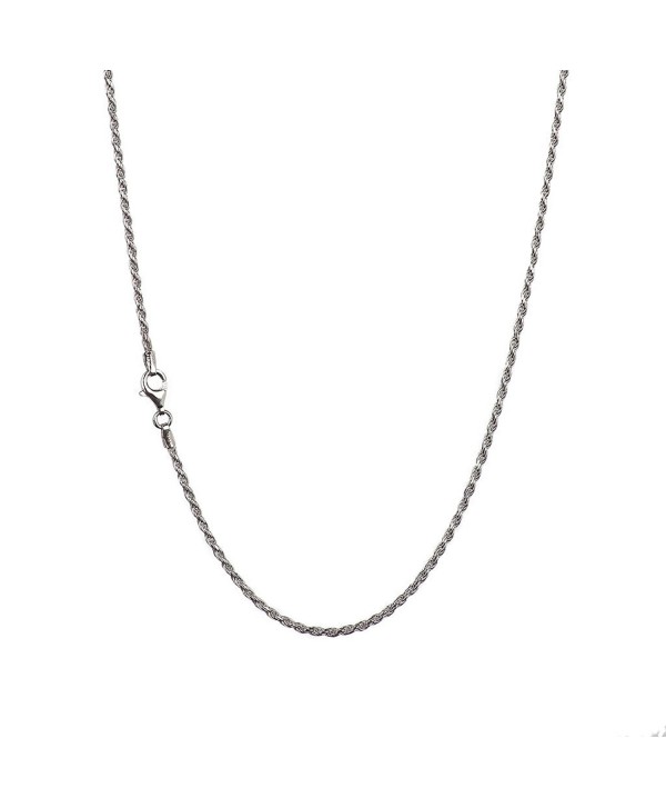 925 Sterling Silver 2.00 mm Diamond-Cut Rope Chain Necklace With Pear Shape Clasp-RHODIUM FINISH - CK12O5GORCR
